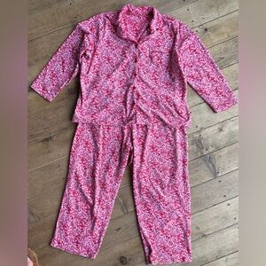 Croft & Barrow 2 Piece Top & Bottom Women's Red Paisley Pajama Set Size 2X